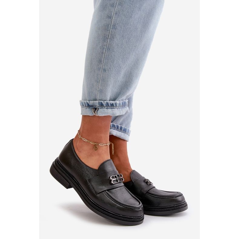 Zazoo 20174 Leder elegante Damenschuhe mit flachem Absatz, Schwarz 1