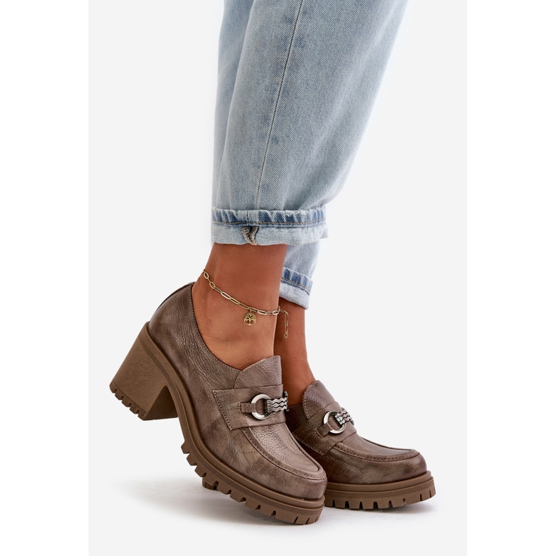 Zazoo 20175 Damen-High-Heel-Schuhe, Naturleder, Dunkelbeige 1