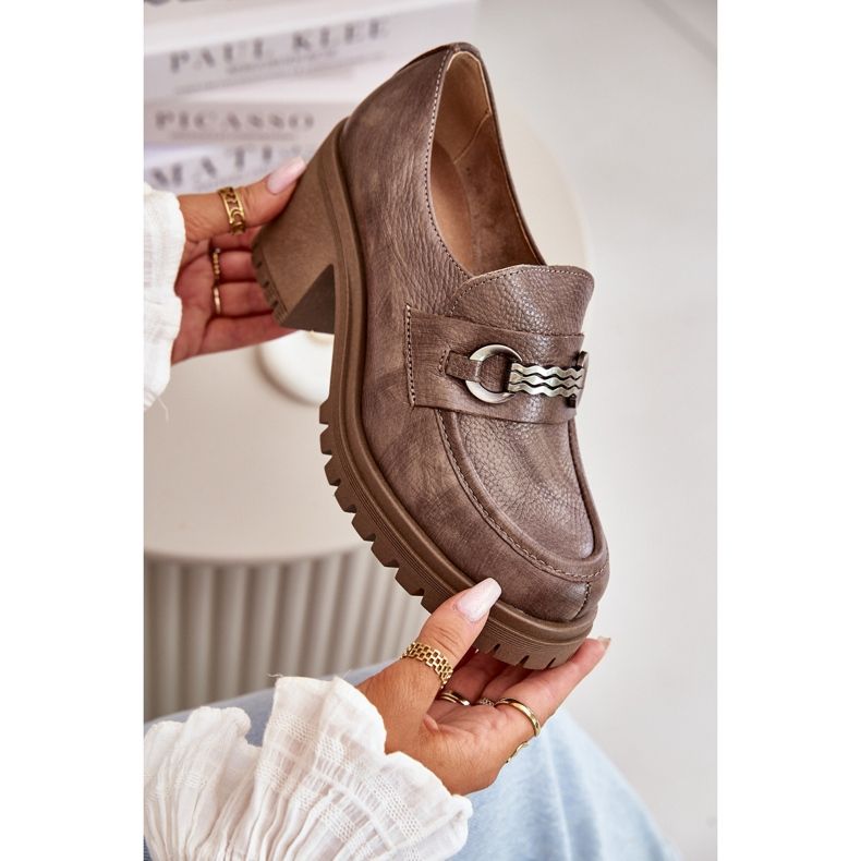 Zazoo 20175 Damen-High-Heel-Schuhe, Naturleder, Dunkelbeige 2