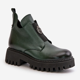 Zazoo 60451 Damen Lederstiefelette mit Verzierung, Dunkelgrün 4