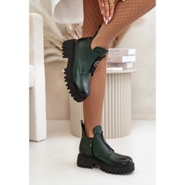 Zazoo 60451 Damen Lederstiefelette mit Verzierung, Dunkelgrün 6