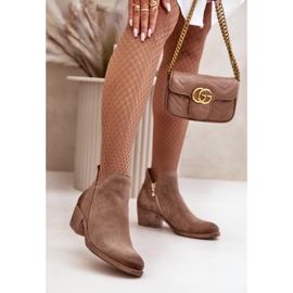 Zazoo 60475 Damen-Stiefel mit niedrigem Absatz aus Wildleder, warm, dunkelbeige 2