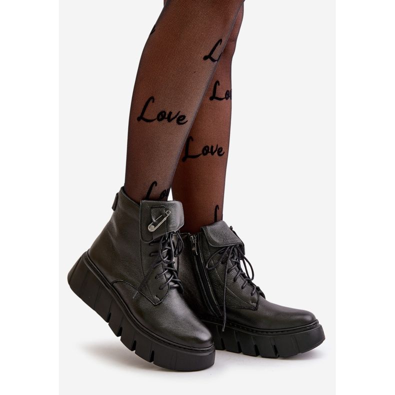 Zazoo 60511 Damen-Lederstiefel auf der erwärmten Plattform, Schwarz 1