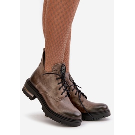 Zazoo 60309 Flache Damenstiefel aus Leder, Dunkelbeige 1