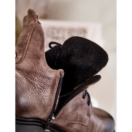 Zazoo 60309 Flache Damenstiefel aus Leder, Dunkelbeige 2