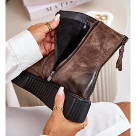 Zazoo 60369 Damen-Lederstiefeletten auf der Plattform, Dunkelbeige 2