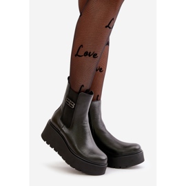 Zazoo 60498 Damen-Chelsea-Stiefel mit Plateau und Keilabsatz, schwarz 1