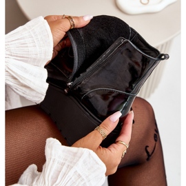 Zazoo 60499 Lack-Damenstiefel mit Plateau und Keilabsatz, warmes Naturleder, dunkelgrün schwarz 2