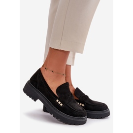 Durchbrochene Damenschuhe Mokassins Schwarz Tannes 1