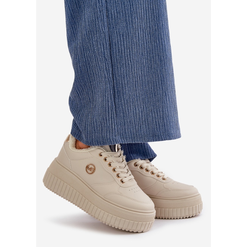 Isolierte Sport-Sneaker für Damen mit dicker Sohle, Beige Ardiela 1