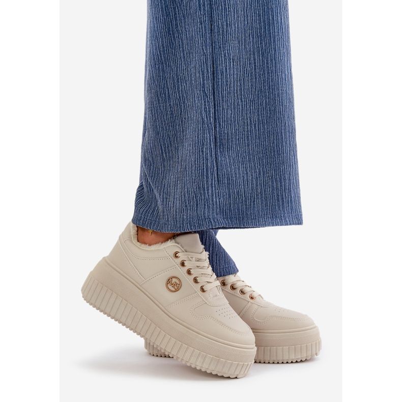 Isolierte Sport-Sneaker für Damen mit dicker Sohle, Beige Verissha 1