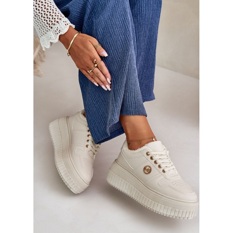 Isolierte Sport-Sneaker für Damen mit dicker Sohle, Beige Verissha 2