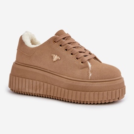 Isolierte Damen-Sneaker mit dicker Sohle und Golddetail, Braun Lotira 5