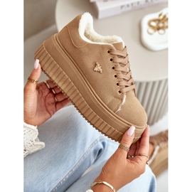 Isolierte Damen-Sneaker mit dicker Sohle und Golddetail, Braun Lotira 2