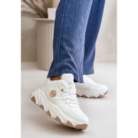 Isolierte Schnür-Sportschuhe für Damen auf der Plattform, weiße Verioras 2