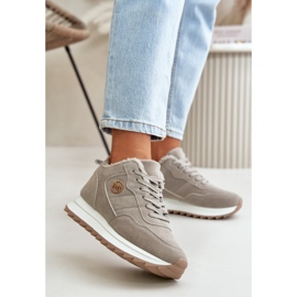 Isolierte Leder-Sportschuhe auf Plateau, Grey Adite grau 2