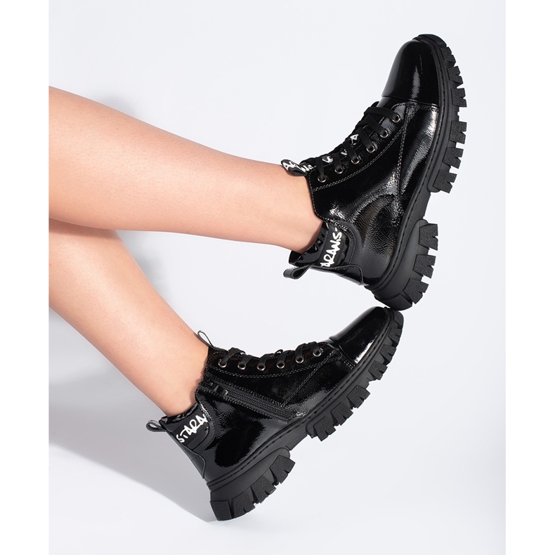 Schwarze Lackstiefeletten für Damen von Sergio Leone 1