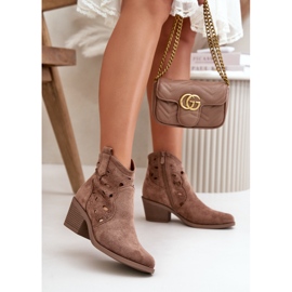 Durchbrochene Cowboystiefel für Damen aus Wildleder in Braun S.Barski HY42-086 2