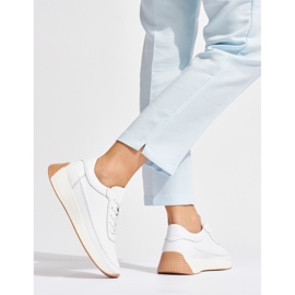 Sergio Leone Weiße Damen-Sportschuhe aus durchbrochenem Leder 1