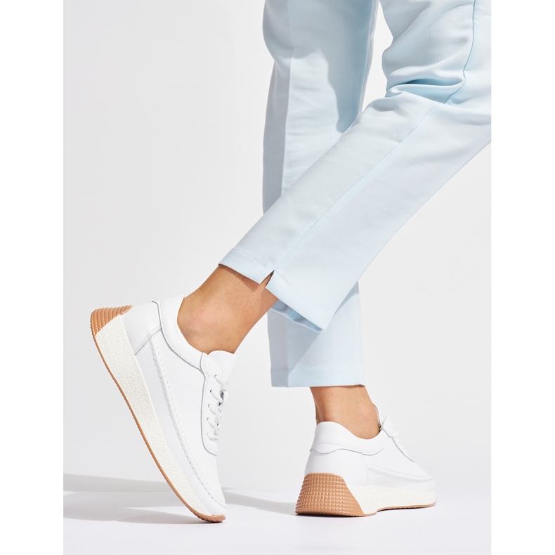 Sergio Leone Weiße Damen-Sportschuhe aus durchbrochenem Leder 1