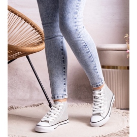 Silber glänzende hohe Sneakers von Ranifali silber- 1