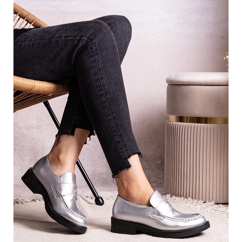 Silberne, elegante Elodie-Loafer 1