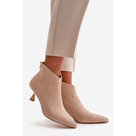 Damen-Stiefel mit hohem Absatz, Öko-Wildleder, Beige, Terlena 1