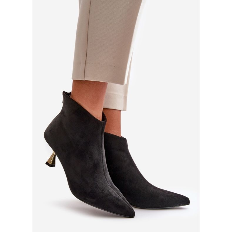 Damen-Stiefel mit hohem Absatz, Öko-Wildleder, Schwarz, Terlena 1