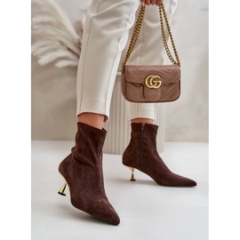 Damenstiefel mit hohem Absatz aus Öko-Wildleder mit spitzen Zehen in Braun Irithare 2