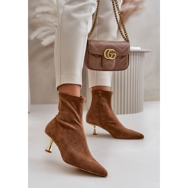 Damen-Stiefel aus Öko-Wildleder mit hohen Absätzen und spitzen Zehen in Camel Irithare braun 2