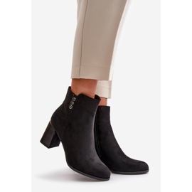 Isolierte Damenstiefel aus Öko-Wildleder mit hohem Absatz, mit Reißverschluss befestigt, schwarze Erillia 1