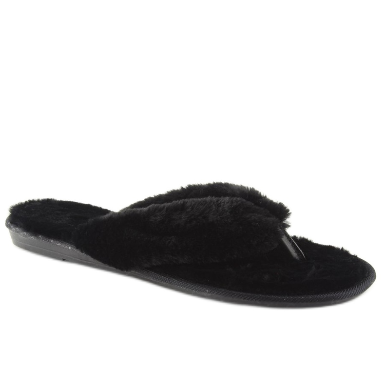 Schwarze schwarze Flip-Flops mit Fell 2