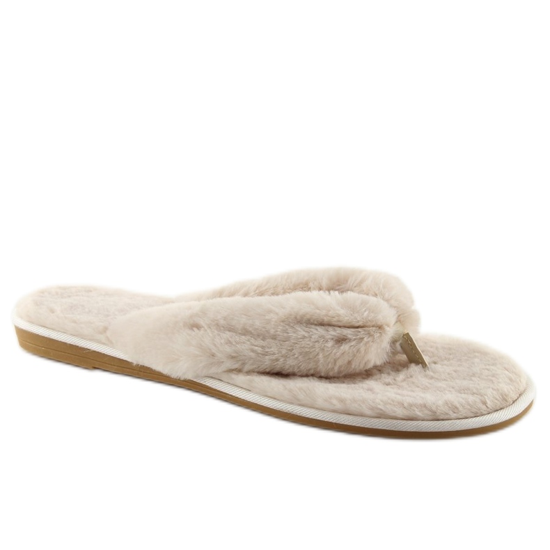 Flip-Flops mit beige-beigem Fell 2