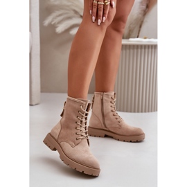 Damen-Arbeiterstiefel, warm, mit Reißverschluss, Öko-Wildleder, Beige Mardia 2