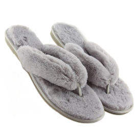 Graue Flip-Flops mit Pelz lb17-36 grau 1