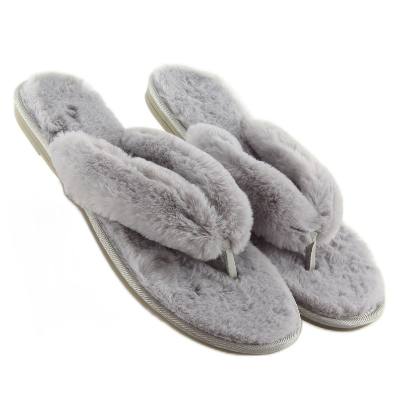 Graue Flip-Flops mit Pelz lb17-36 grau 1