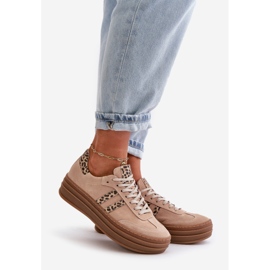 Zazoo N1068S4 Wildleder-Sneaker für Damen auf der Plattform, Leopardenrosa 1