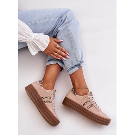 Zazoo N1068S4 Wildleder-Sneaker für Damen auf der Plattform, Leopardenrosa 2