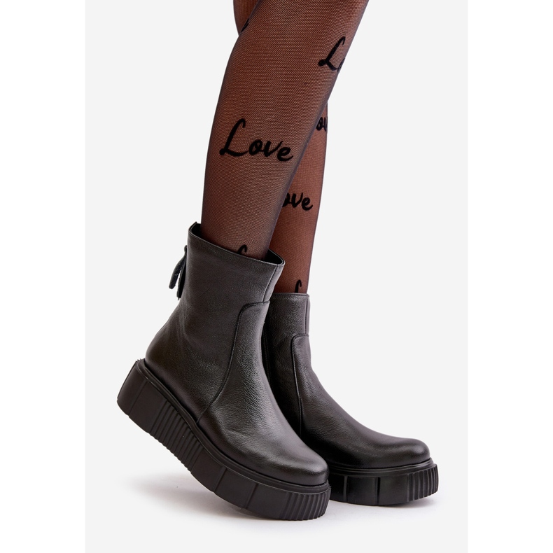 Zazoo 60369 Damen-Lederstiefeletten auf der Plattform, Schwarz 1