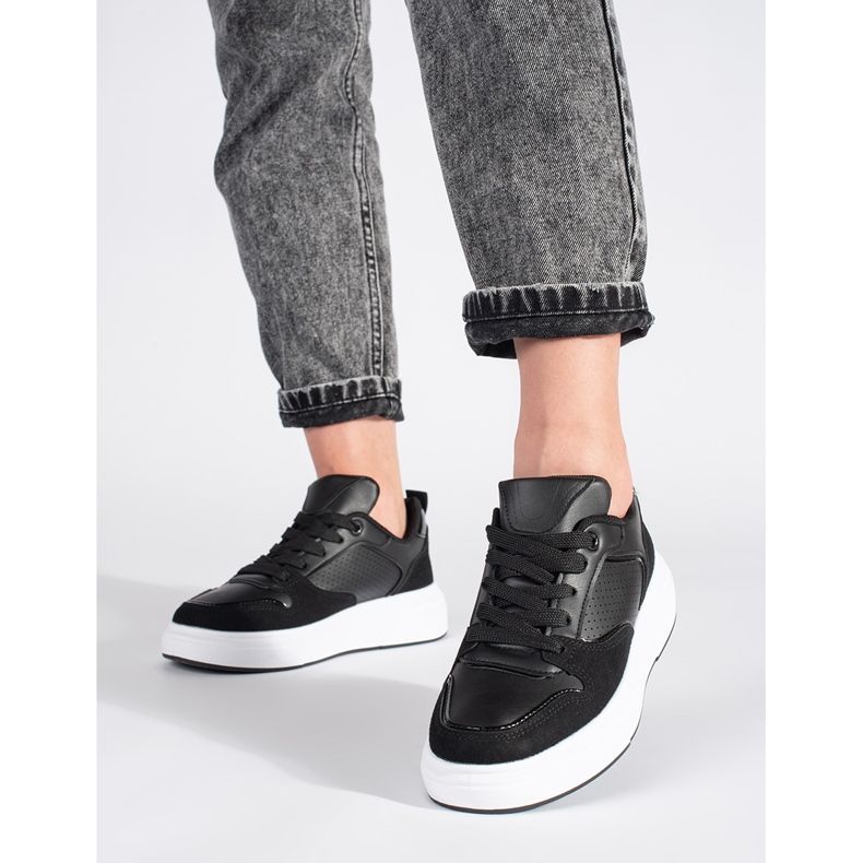 Schwarze Damen-Sneaker mit dicker Sohle 2