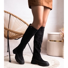 Schwarze Stiefel mit massivem Absatz, Maiglöckchen 1