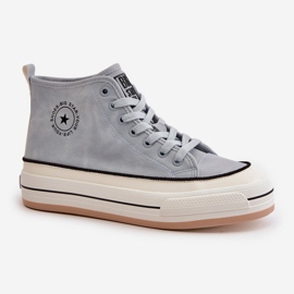 Isolierte Damen-Sneaker auf der Eco-Leder-Plattform Big Star OO274069 Blau 14