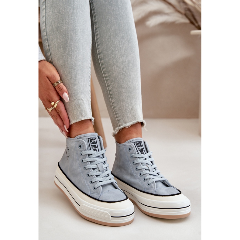 Isolierte Damen-Sneaker auf der Eco-Leder-Plattform Big Star OO274069 Blau 2