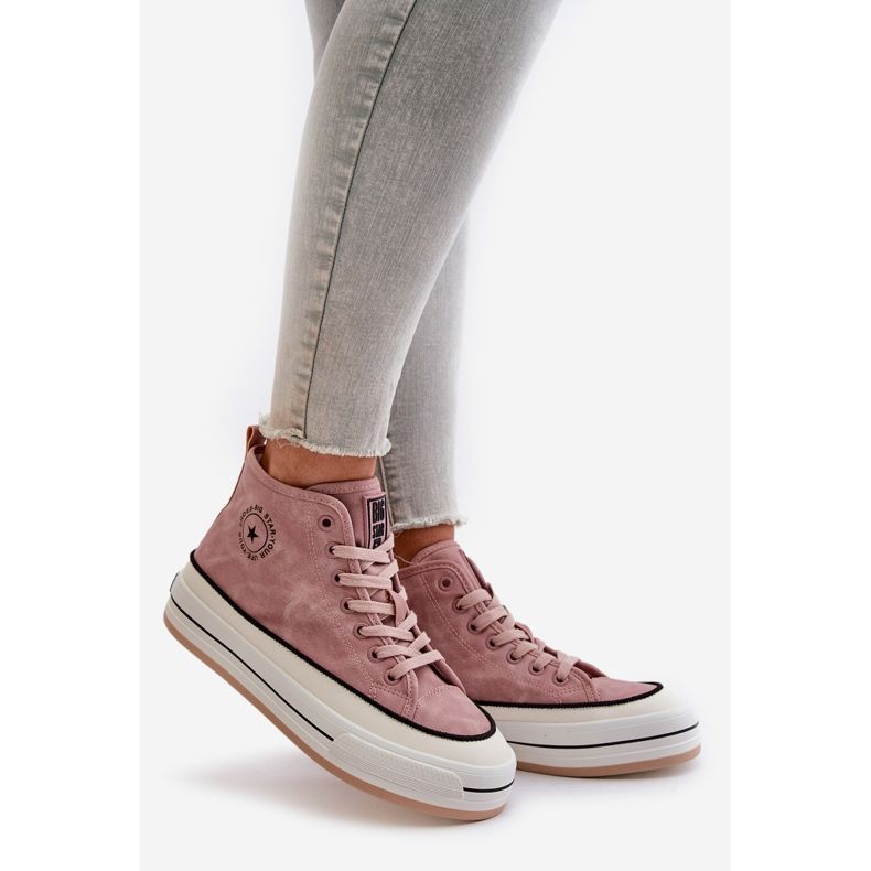 Isolierte Damen-Sneaker auf der Eco-Leder-Plattform Big Star OO274068 Pink rosa 1