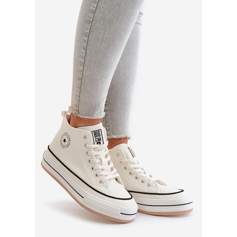 Isolierte Damen-Sneaker auf der Eco-Leder-Plattform Big Star OO274061 Weiß 1
