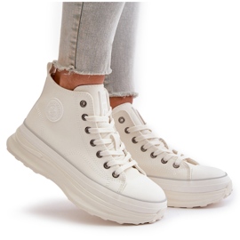 Damen-Plateau-Sneaker aus Öko-Leder Big Star OO274064 Weiß 12