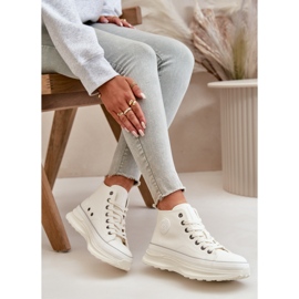 Damen-Plateau-Sneaker aus Öko-Leder Big Star OO274064 Weiß 9