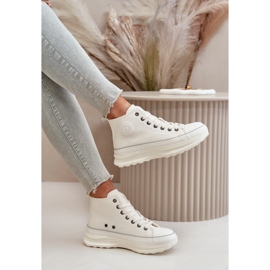 Damen-Plateau-Sneaker aus Öko-Leder Big Star OO274064 Weiß 11