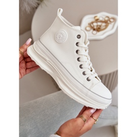 Damen-Plateau-Sneaker aus Öko-Leder Big Star OO274064 Weiß 3
