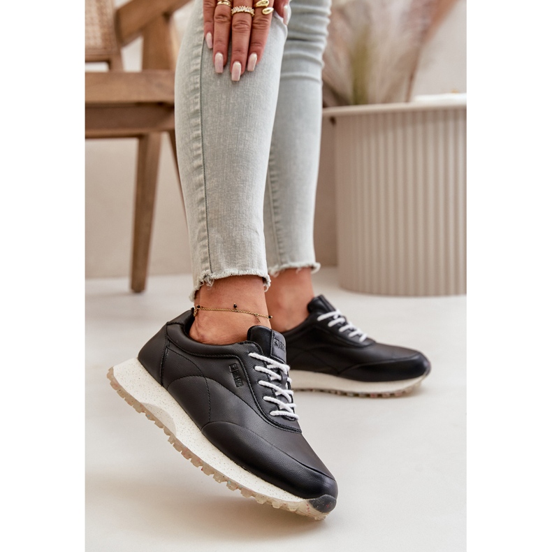 Damen Sneakers Sportschuhe aus Öko-Leder Big Star OO274024 Hi-Poly System Schwarz 2